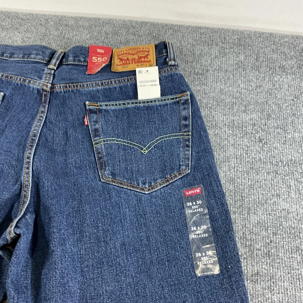 Levis 550 Relaxed Fit Jeans Mens 36x30 Blue Denim New Classic Straight Leg